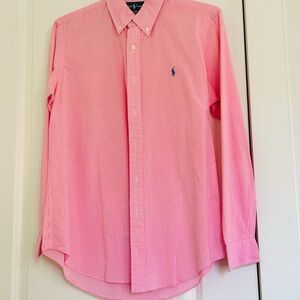 Ralph Lauren Men's Pink Checkered Button Down Shirt